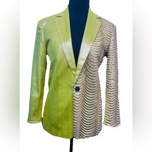 Chic Neon Blazer with Sequin Embellishments | S